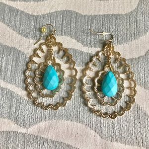 Kendra Scott turquoise and gold statement earrings